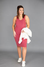 Load image into Gallery viewer, Magical at Midnight Midi Mauve Ribbed Tank Dress
