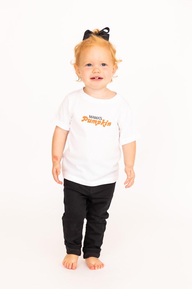 Mama's Pumpkin Orange Toddler White Graphic Tee