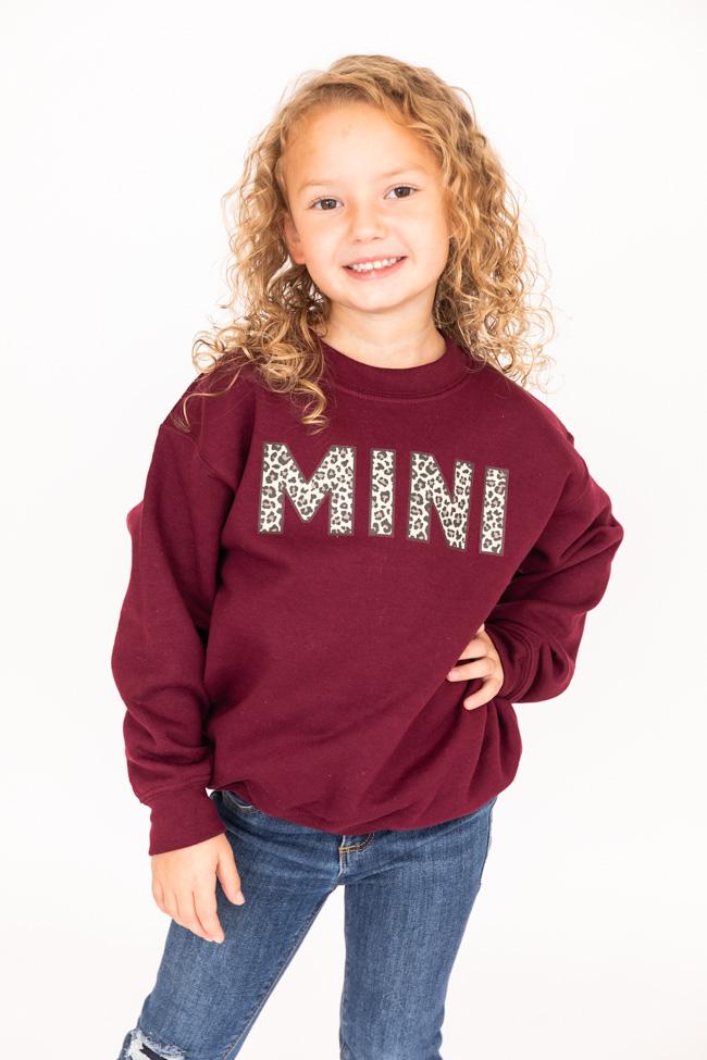 Mini Animal Print Kids Sweatshirt Burgundy