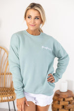 Load image into Gallery viewer, Mama Embroidered Script Dusty Blue Sweatshirt

