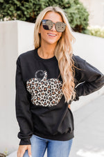 Load image into Gallery viewer, Animal Print Pumpkin Graphic Black Sweatshirt
