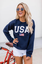 Load image into Gallery viewer, Athletic USA Flag Sweatshirt Navy
