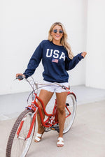 Load image into Gallery viewer, Athletic USA Flag Sweatshirt Navy
