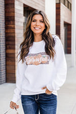 Load image into Gallery viewer, Grateful Pumpkin Graphic White Sweatshirt
