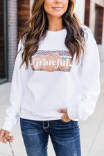 Load image into Gallery viewer, Grateful Pumpkin Graphic White Sweatshirt
