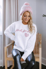 Load image into Gallery viewer, Mama Script Mauve Animal Print White Graphic Sweatshirt
