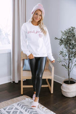 Load image into Gallery viewer, Mama Script Mauve Animal Print White Graphic Sweatshirt
