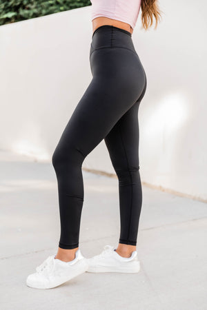 Back At It Again Solid Leggings Black