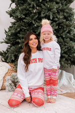 Load image into Gallery viewer, Kids North Pole Varsity White Graphic Sweatshirt
