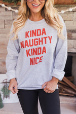 Load image into Gallery viewer, Kinda Naughty Kinda Nice Ash Graphic Sweatshirt
