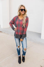 Load image into Gallery viewer, Call This Love Home Red Plaid Blouse

