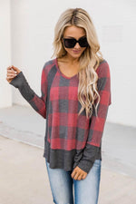 Load image into Gallery viewer, Call This Love Home Red Plaid Blouse

