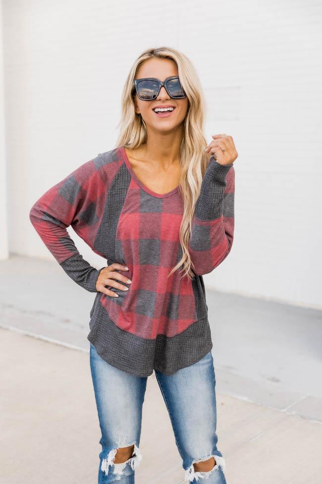 Call This Love Home Red Plaid Blouse