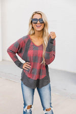Load image into Gallery viewer, Call This Love Home Red Plaid Blouse
