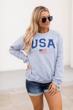 Load image into Gallery viewer, Athletic USA Flag Sweatshirt Sport Grey
