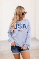 Load image into Gallery viewer, Athletic USA Flag Sweatshirt Sport Grey
