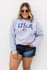 Load image into Gallery viewer, Athletic USA Flag Sweatshirt Sport Grey
