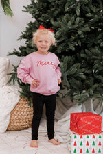 Load image into Gallery viewer, Kids Merry Script Light Pink Graphic Sweatshirt
