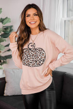 Load image into Gallery viewer, Animal Print Pumpkin Peach Graphic Sweatshirt
