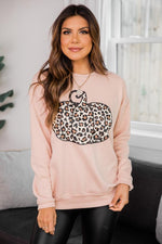 Load image into Gallery viewer, Animal Print Pumpkin Peach Graphic Sweatshirt
