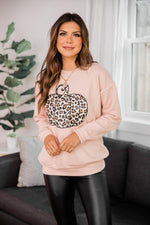 Load image into Gallery viewer, Animal Print Pumpkin Peach Graphic Sweatshirt
