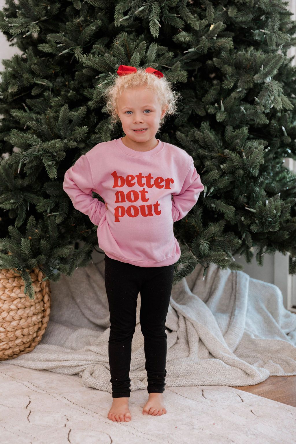 Kids Better Not Pout Pink Graphic Sweatshirt
