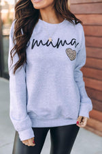 Load image into Gallery viewer, Mama Script Brown Animal Print Grey Graphic Sweatshirt

