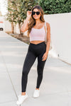 Back At It Again Solid Leggings Black