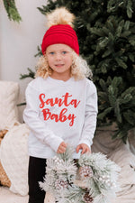 Load image into Gallery viewer, Kids Santa Baby White Graphic Sweatshirt
