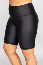 Load image into Gallery viewer, Run After A Dream Faux Leather Black Biker Shorts
