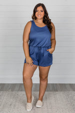 Load image into Gallery viewer, Summer Classics Navy Romper
