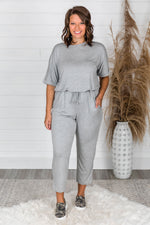 Load image into Gallery viewer, Surprise Party Grey Jumpsuit
