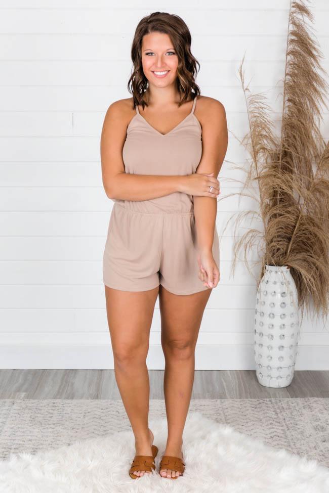 Uptown Girl Romper Taupe