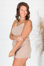 Load image into Gallery viewer, Uptown Girl Romper Taupe
