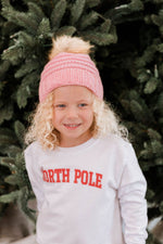 Load image into Gallery viewer, Kids North Pole Varsity White Graphic Sweatshirt
