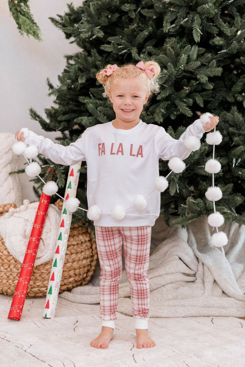 Kids Fa La La White Graphic Sweatshirt