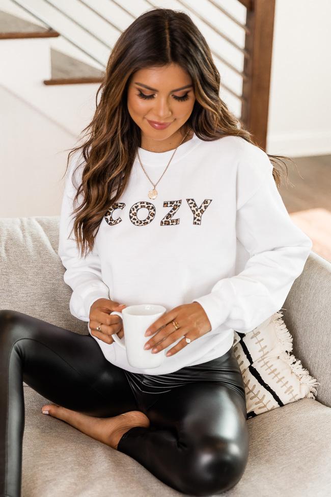 Cozy Animal Print White Graphic Sweatshirt