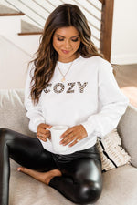 Load image into Gallery viewer, Cozy Animal Print White Graphic Sweatshirt
