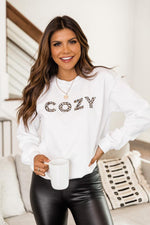 Load image into Gallery viewer, Cozy Animal Print White Graphic Sweatshirt
