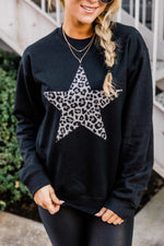 Load image into Gallery viewer, Animal Print Star Black Graphic Sweatshirt
