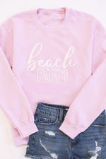 Load image into Gallery viewer, White Beach Bum Script Light Pink Graphic Sweatshirt
