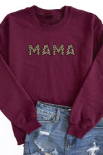 Load image into Gallery viewer, Mama Animal Print Sweatshirt Maroon
