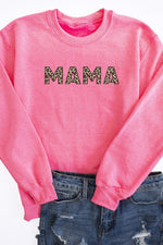 Load image into Gallery viewer, Mama Animal Print Sweatshirt Safety Pink
