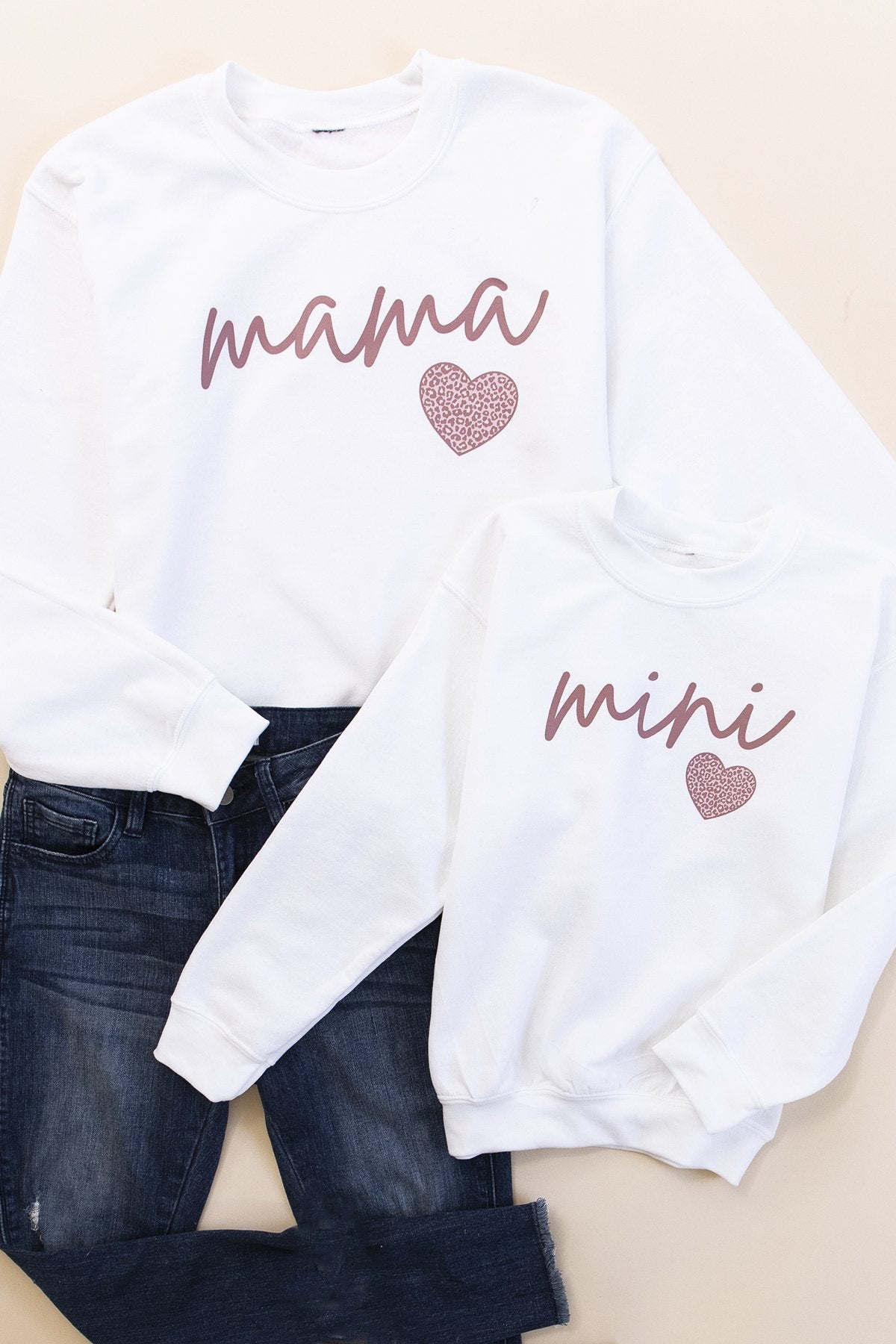 Mini Script Mauve Animal Print White Kids Graphic Sweatshirt