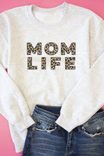 Load image into Gallery viewer, Mom Life Leopard Print Ash Graphic Sweatshirt

