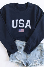 Load image into Gallery viewer, Athletic USA Flag Sweatshirt Navy
