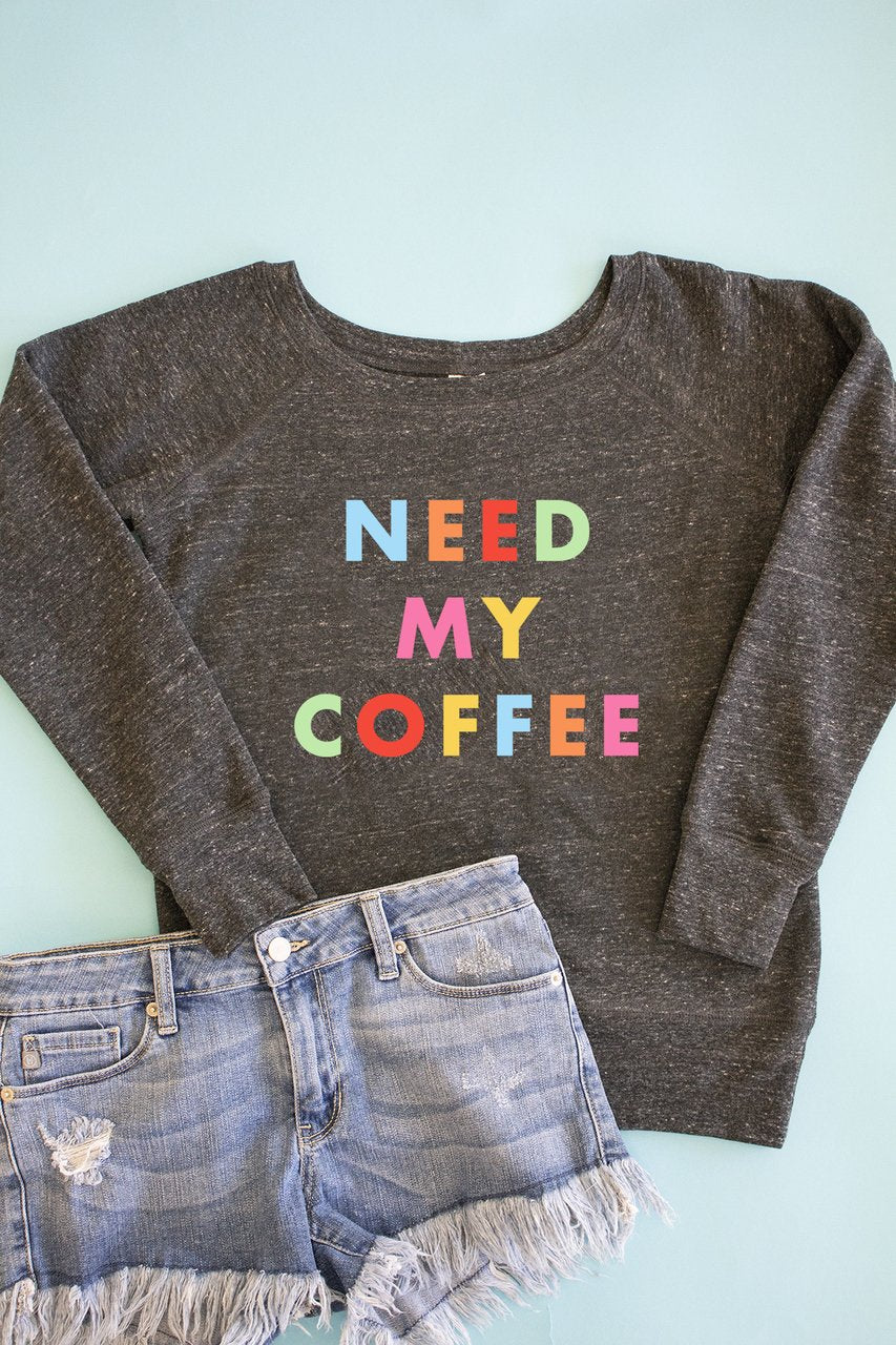 Need My Coffee Charcoal Graphic Pullover