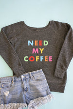 Load image into Gallery viewer, Need My Coffee Charcoal Graphic Pullover
