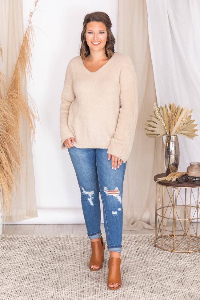 A Lucky Break Taupe Sweater