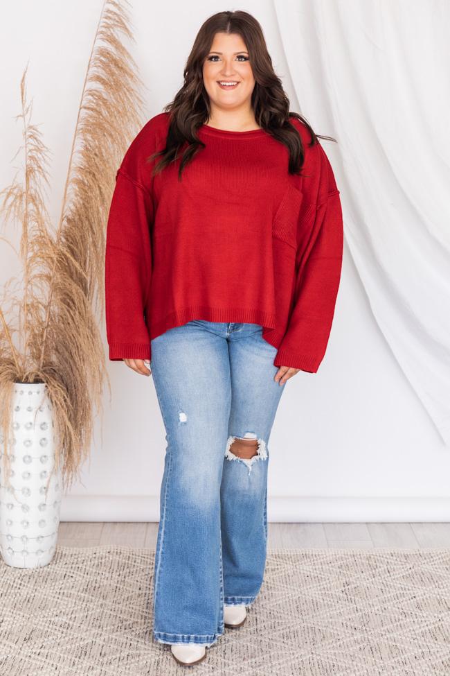 Cozy Up Pocket Red Sweater